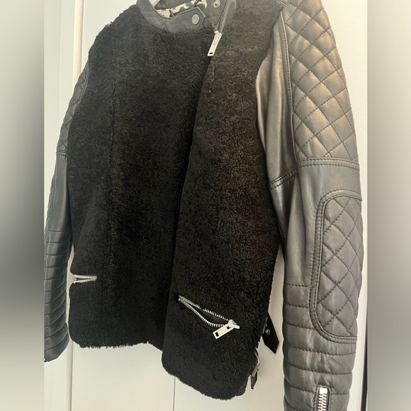 Maison Scotch & Soda Leather and Shearling Biker Jacket - Picture 5 of 7